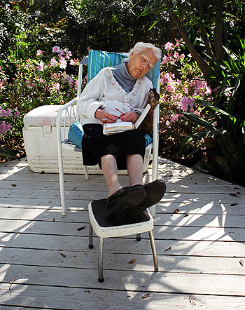 Caught Grandma sleeping out on the back porch.  (2005)