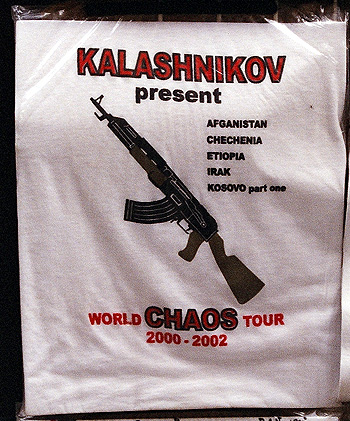 Found this AK-47 t-shirt being hocked by a street vendor in Prague.  (2003)