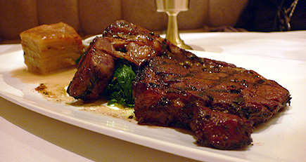 Specialty of the House at Park City's Wahso: Slow-Grilled with Wasabi-Creamed Spinach and Roasted Mushroom Gratin with Ponzu Beurre Noisette (2006)