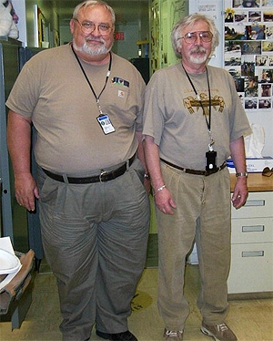 The infamous Jenny Craig picture.  The little guy on the left (my dad) is your before and the fella on your right (George Wojcik) is the after.