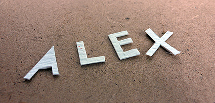 The letters I cut out for one of Alex's creative projects.  (2007)