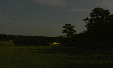 60 second exposure with parking lot car lights in distance.  (2007)