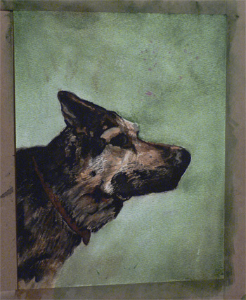 My watercolor re-creation of that Holga pic of Argus.  (2007)