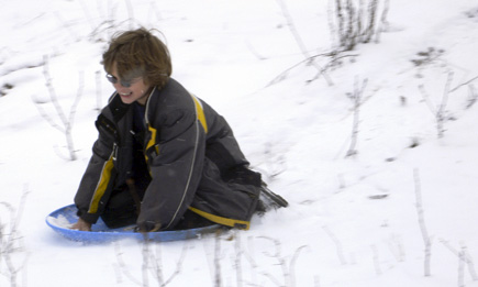Alex sledding in Michigan last Thanksgiving.  (2007)