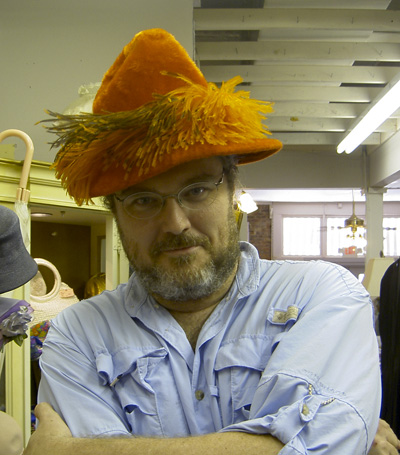 Your friend modeling a hat in Cindy's Chapeaux, Havana, Florida.  Shannon took the pic.  (2008)