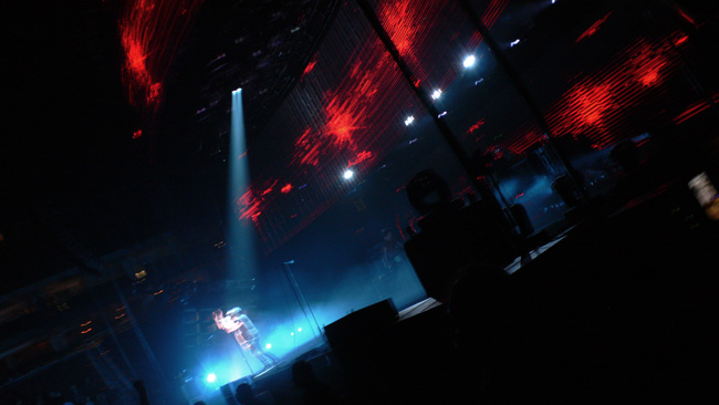 Blue, red and some camera blur during some song I've already forgotten during the Nine Inch Nails concert in Jacksonville.  (2008)