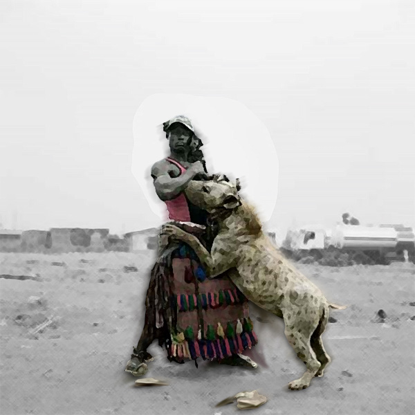 My artistic rendering of Pieter Hugo's photograph “Abdullahi Mohammed with Mainasara, Ogere-Remo, Nigeria 2007.”  (2009)