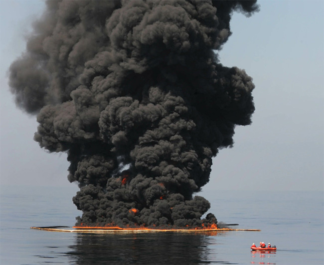 Control burn in the middle of the sea.  (2010) (Justin E. Stumberg/U.S. Navy via Getty Images)