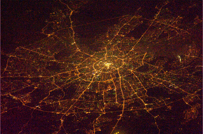 “Golden rings of Moscow, Russia.”  Photo taken from the International Space Station by Soichi Noguchi.  (2010)